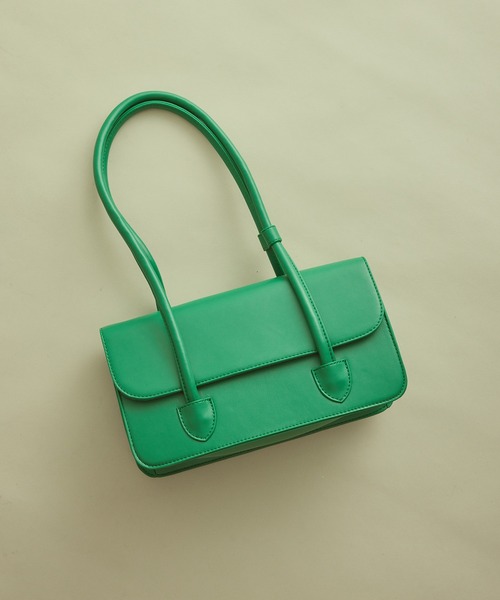 VIS（ビス）の「リサイクルフェイクレザーロングハンドルバッグ【sustainable】（ハンドバッグ・レディース・ブラック/キナリ/グリーン・FREE）」の10枚目の写真