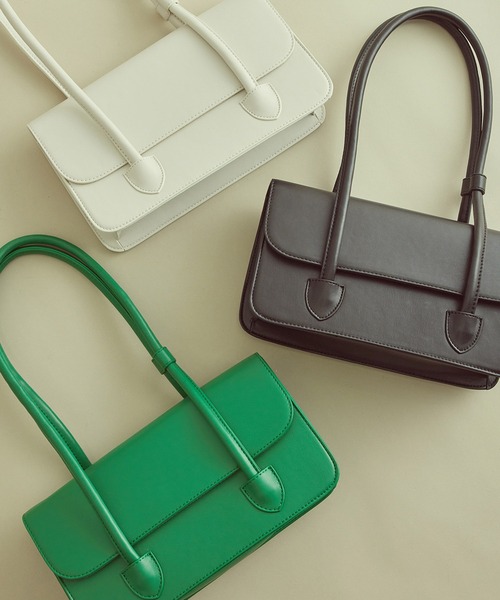 VIS（ビス）の「リサイクルフェイクレザーロングハンドルバッグ【sustainable】（ハンドバッグ・レディース・ブラック/キナリ/グリーン・FREE）」の5枚目の写真