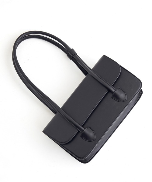 VIS（ビス）の「リサイクルフェイクレザーロングハンドルバッグ【sustainable】（ハンドバッグ・レディース・ブラック/キナリ/グリーン・FREE）」の4枚目の写真