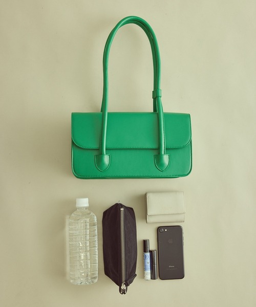 VIS（ビス）の「リサイクルフェイクレザーロングハンドルバッグ【sustainable】（ハンドバッグ・レディース・ブラック/キナリ/グリーン・FREE）」の13枚目の写真