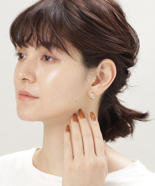 COCOSHNIK(ココシュニック)の「K10メッシュフープ イヤリング(イヤーカフ・レディース・ホワイト系その他7・00)」の6枚目の写真