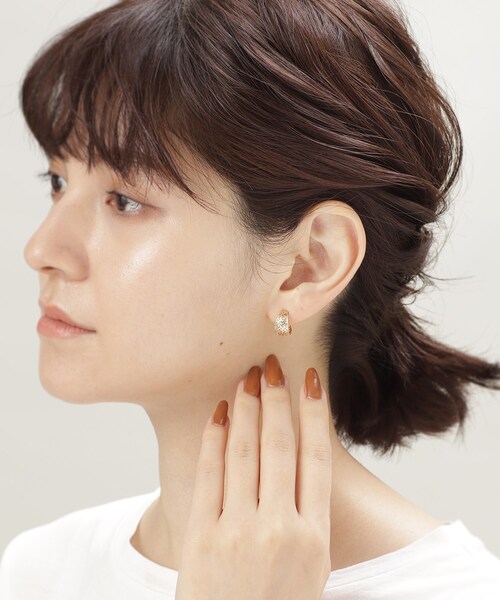 COCOSHNIK(ココシュニック)の「K10メッシュフープ イヤリング(イヤーカフ・レディース・ホワイト系その他7・00)」の7枚目の写真