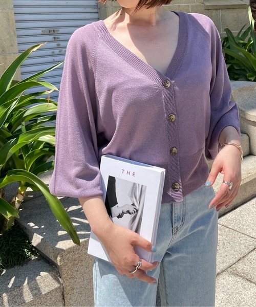 StyleSea（スタイルシー）の「2wayシアーニットカーディガン（カーディガン/ボレロ・レディース・アイボリー/ベージュ/ライトグリーン/ラベンダー/ブラック・MEDIUM）」の5枚目の写真