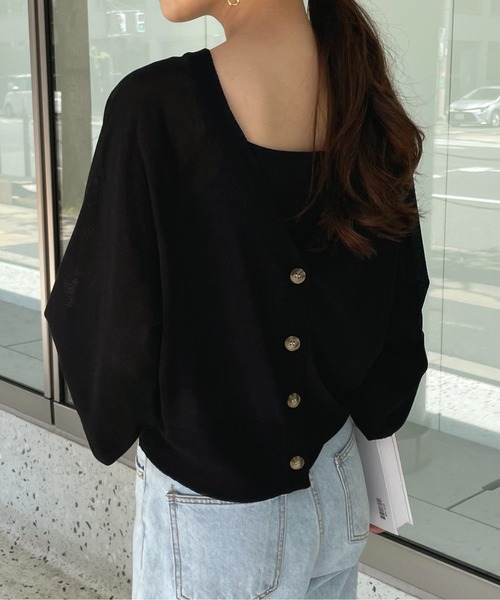 StyleSea（スタイルシー）の「2wayシアーニットカーディガン（カーディガン/ボレロ・レディース・アイボリー/ベージュ/ライトグリーン/ラベンダー/ブラック・MEDIUM）」の3枚目の写真