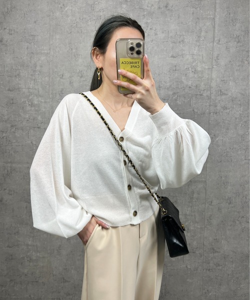 StyleSea（スタイルシー）の「2wayシアーニットカーディガン（カーディガン/ボレロ・レディース・アイボリー/ベージュ/ライトグリーン/ラベンダー/ブラック・MEDIUM）」の10枚目の写真