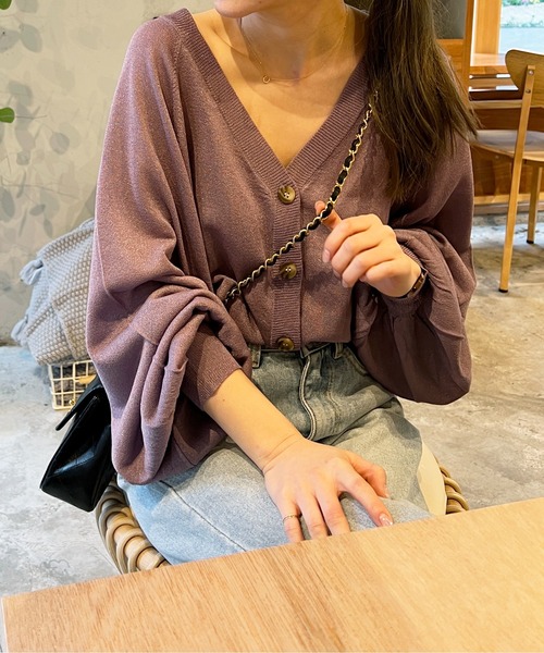 StyleSea（スタイルシー）の「2wayシアーニットカーディガン（カーディガン/ボレロ・レディース・アイボリー/ベージュ/ライトグリーン/ラベンダー/ブラック・MEDIUM）」の9枚目の写真