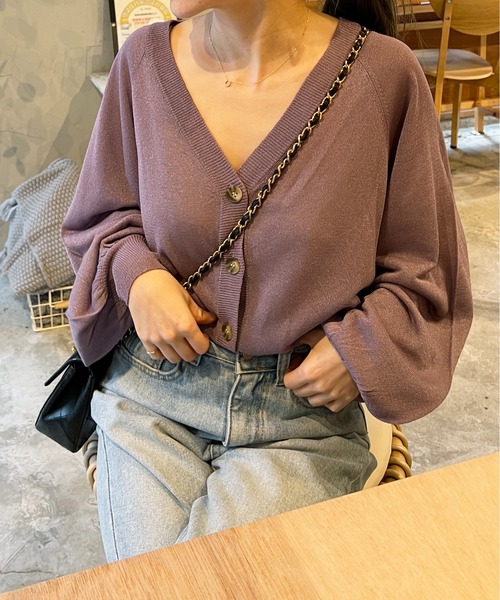 StyleSea（スタイルシー）の「2wayシアーニットカーディガン（カーディガン/ボレロ・レディース・アイボリー/ベージュ/ライトグリーン/ラベンダー/ブラック・MEDIUM）」の6枚目の写真