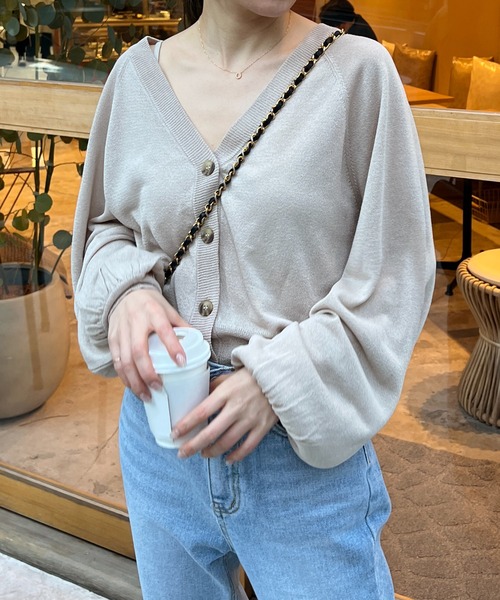 StyleSea（スタイルシー）の「2wayシアーニットカーディガン（カーディガン/ボレロ・レディース・アイボリー/ベージュ/ライトグリーン/ラベンダー/ブラック・MEDIUM）」の11枚目の写真