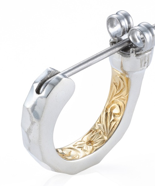 LION HEART(ライオンハート)の「LH (I)will engrave クロッシングピアス/シークレットヘリテイジSサイズ/シルバー925(ピアス(片耳用)・メンズ・シルバー×ゴールド・ONE SIZE)」の12枚目の写真