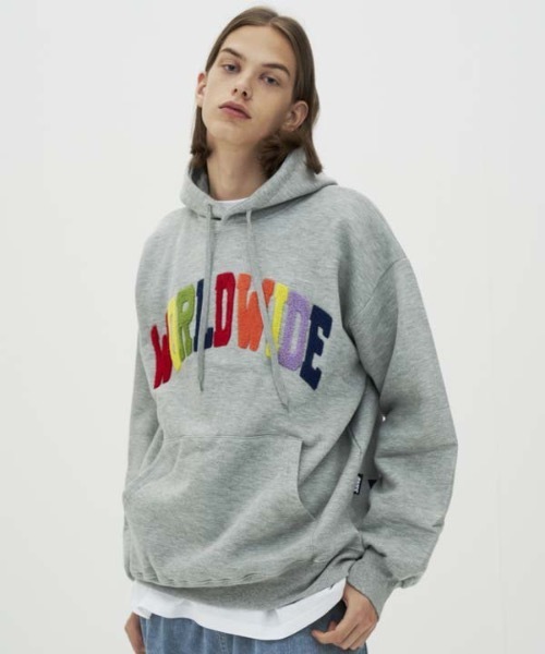 AMESWORLDWIDE（アメスワールドワイド）の「【AMESWORLDWIDE 】レインボーWORLDWIDEフーディ / RAINBOW WORLDWIDE HOODIE（パーカー・レディース・ブラック/グレー/アイボリー/ピンク・MEDIUM/LARGE）」の3枚目の写真