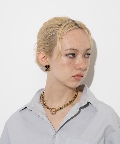 X-girl(エックスガール)の「X-girl HEART EARRINGS(ピアス(両耳用)・レディース・ブラック/レッド・ONE SIZE)」の3枚目の写真