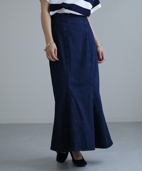 ap retro(アプレトロ)の「デニムマーメイドスカート(デニムスカート・レディース・ブルー/ネイビー/ブラック・FREE)」の3枚目の写真