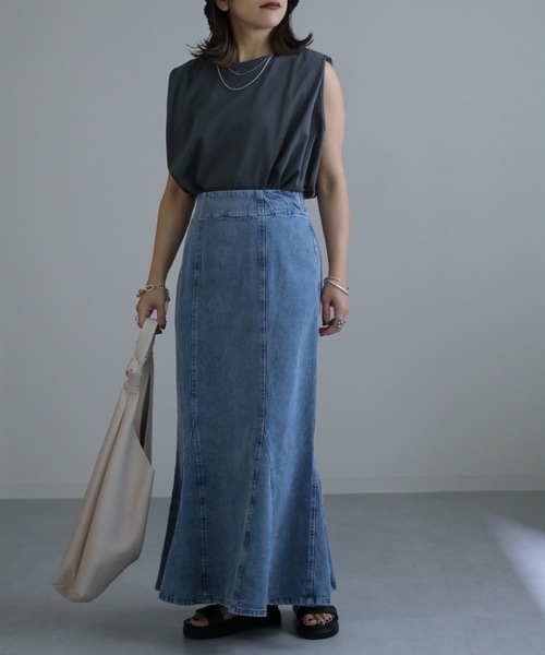 ap retro(アプレトロ)の「デニムマーメイドスカート(デニムスカート・レディース・ブルー/ネイビー/ブラック・FREE)」の6枚目の写真