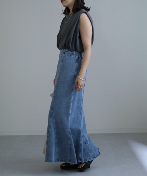 ap retro(アプレトロ)の「デニムマーメイドスカート(デニムスカート・レディース・ブルー/ネイビー/ブラック・FREE)」の5枚目の写真