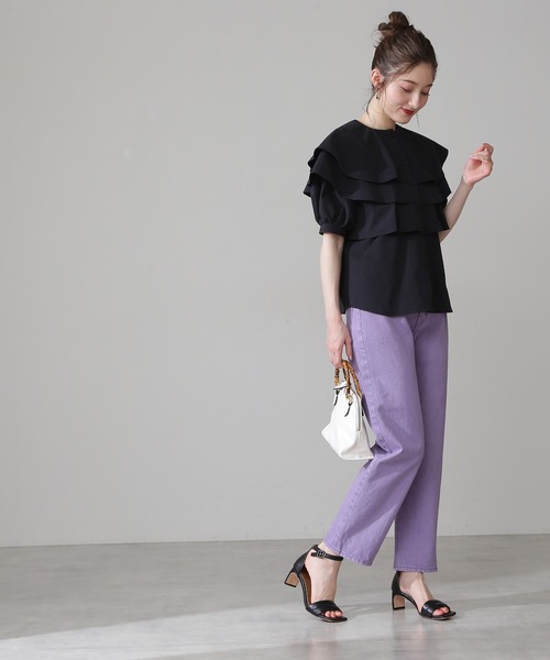 N.（N. Natural Beauty Basic）（エヌエヌナチュラルビューティーベーシック）の「《n.'look》◆レイヤードラッフルブラウス（シャツ/ブラウス・レディース・ホワイト/ブラック・MEDIUM）」の11枚目の写真