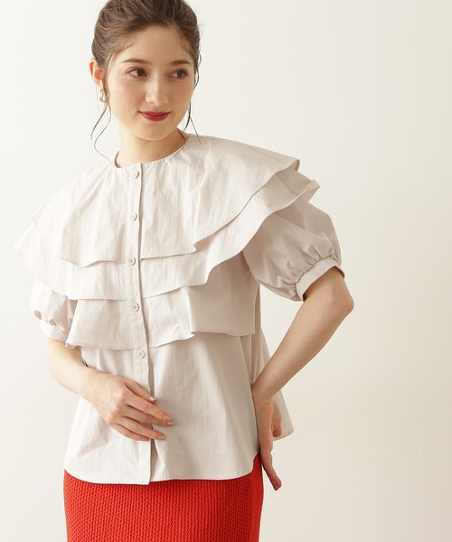 N.（N. Natural Beauty Basic）（エヌエヌナチュラルビューティーベーシック）の「《n.'look》◆レイヤードラッフルブラウス（シャツ/ブラウス・レディース・ホワイト/ブラック・MEDIUM）」の13枚目の写真