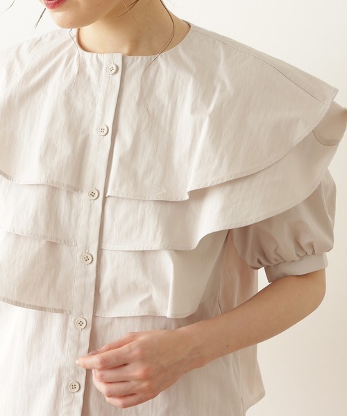 N.（N. Natural Beauty Basic）（エヌエヌナチュラルビューティーベーシック）の「《n.'look》◆レイヤードラッフルブラウス（シャツ/ブラウス・レディース・ホワイト/ブラック・MEDIUM）」の18枚目の写真