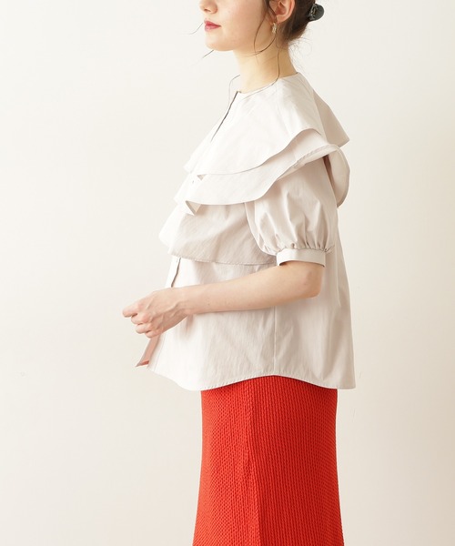 N.（N. Natural Beauty Basic）（エヌエヌナチュラルビューティーベーシック）の「《n.'look》◆レイヤードラッフルブラウス（シャツ/ブラウス・レディース・ホワイト/ブラック・MEDIUM）」の16枚目の写真