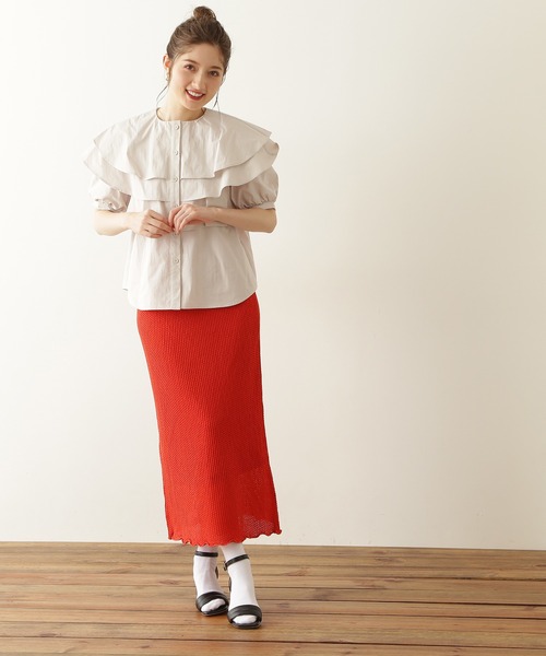 N.（N. Natural Beauty Basic）（エヌエヌナチュラルビューティーベーシック）の「《n.'look》◆レイヤードラッフルブラウス（シャツ/ブラウス・レディース・ホワイト/ブラック・MEDIUM）」の14枚目の写真