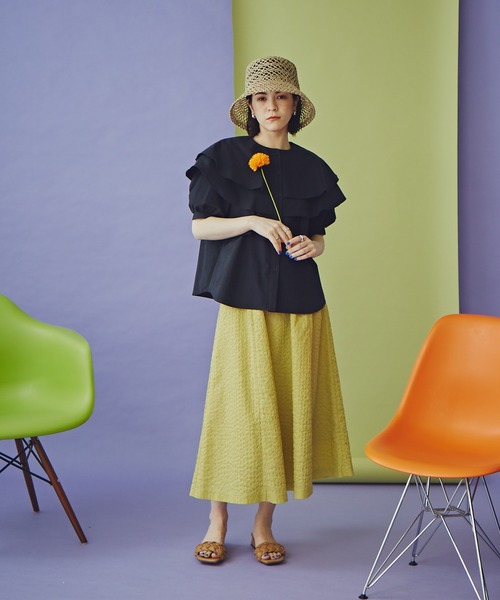 N.（N. Natural Beauty Basic）（エヌエヌナチュラルビューティーベーシック）の「《n.'look》◆レイヤードラッフルブラウス（シャツ/ブラウス・レディース・ホワイト/ブラック・MEDIUM）」の6枚目の写真