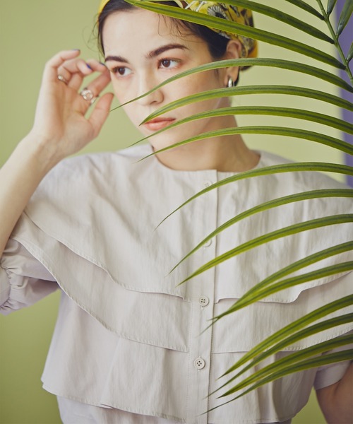 N.（N. Natural Beauty Basic）（エヌエヌナチュラルビューティーベーシック）の「《n.'look》◆レイヤードラッフルブラウス（シャツ/ブラウス・レディース・ホワイト/ブラック・MEDIUM）」の5枚目の写真