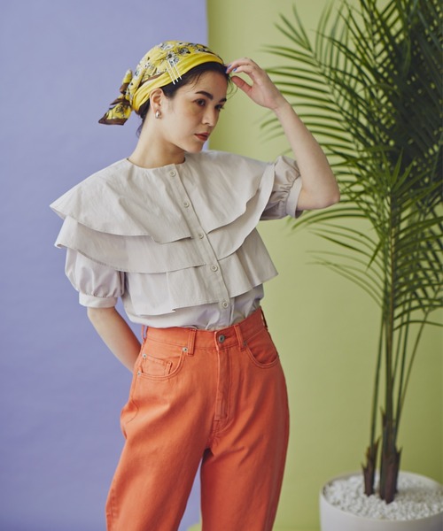 N.（N. Natural Beauty Basic）（エヌエヌナチュラルビューティーベーシック）の「《n.'look》◆レイヤードラッフルブラウス（シャツ/ブラウス・レディース・ホワイト/ブラック・MEDIUM）」の3枚目の写真