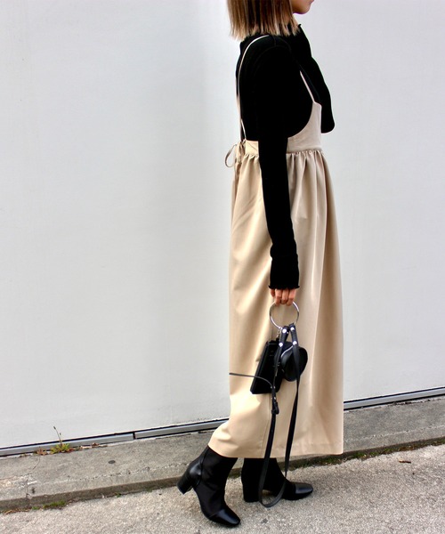 MLI'A（エムリア）の「キャミサロペット（サロペット/オーバーオール・レディース・ブラック/ベージュ/グリーン・M）」の8枚目の写真