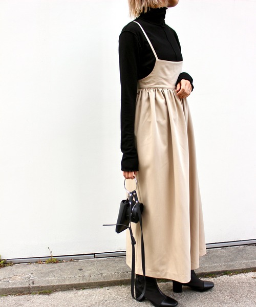 MLI'A（エムリア）の「キャミサロペット（サロペット/オーバーオール・レディース・ブラック/ベージュ/グリーン・M）」の5枚目の写真