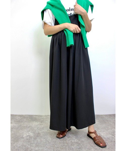 MLI'A（エムリア）の「キャミサロペット（サロペット/オーバーオール・レディース・ブラック/ベージュ/グリーン・M）」の7枚目の写真