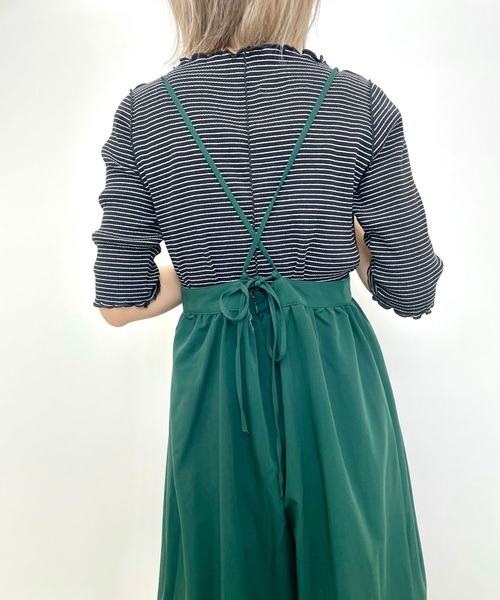 MLI'A（エムリア）の「キャミサロペット（サロペット/オーバーオール・レディース・ブラック/ベージュ/グリーン・M）」の6枚目の写真