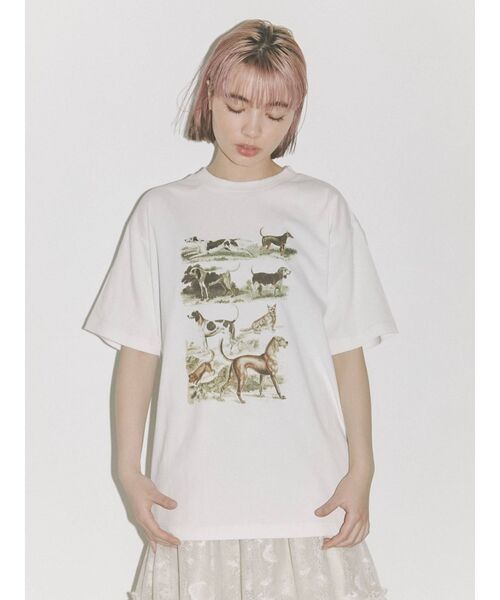 merry jenny（メリージェニー）の「some dogs Tee（Tシャツ/カットソー・レディース・ブラック/ベージュ/オフホワイト・FREE）」の2枚目の写真