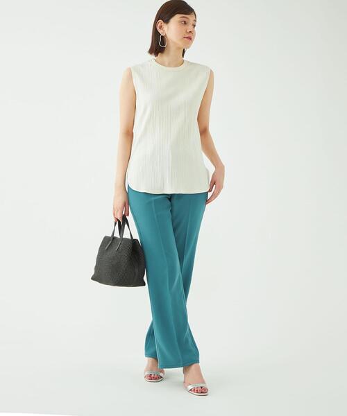 green label relaxing(グリーンレーベルリラクシング)の「<1_OF_MINE(ワンオブマイン)> GIZA テレコ ノースリーブ カットソー(Tシャツ/カットソー・レディース・ブラック/ベージュ/オフホワイト/ライム・FREE)」の7枚目の写真