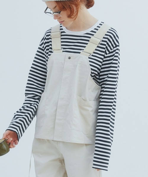 EDIT Gris(エディットグリ)の「【ジレ感覚で使いやすい】BIBエプロンベスト/フィッシングベスト(ベスト・レディース・ホワイト/ブラック・FREE)」の16枚目の写真