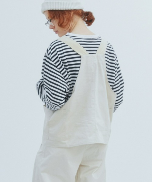 EDIT Gris(エディットグリ)の「【ジレ感覚で使いやすい】BIBエプロンベスト/フィッシングベスト(ベスト・レディース・ホワイト/ブラック・FREE)」の14枚目の写真