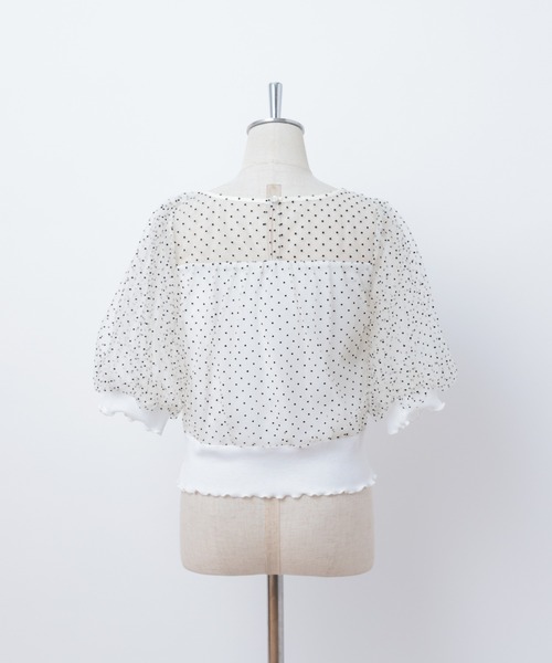 one after another NICE CLAUP（ワンアフターアナザーナイスクラップ）の「ドットチュールフェミニントップス（Tシャツ/カットソー・レディース・ホワイト系その他/ブラック系その他/ベージュ・FREE）」の14枚目の写真