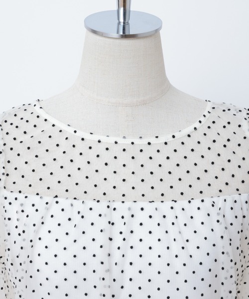 one after another NICE CLAUP（ワンアフターアナザーナイスクラップ）の「ドットチュールフェミニントップス（Tシャツ/カットソー・レディース・ホワイト系その他/ブラック系その他/ベージュ・FREE）」の11枚目の写真