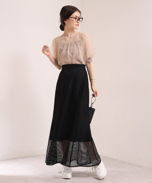 one after another NICE CLAUP（ワンアフターアナザーナイスクラップ）の「ドットチュールフェミニントップス（Tシャツ/カットソー・レディース・ホワイト系その他/ブラック系その他/ベージュ・FREE）」の13枚目の写真