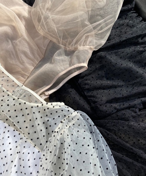 one after another NICE CLAUP（ワンアフターアナザーナイスクラップ）の「ドットチュールフェミニントップス（Tシャツ/カットソー・レディース・ホワイト系その他/ブラック系その他/ベージュ・FREE）」の20枚目の写真