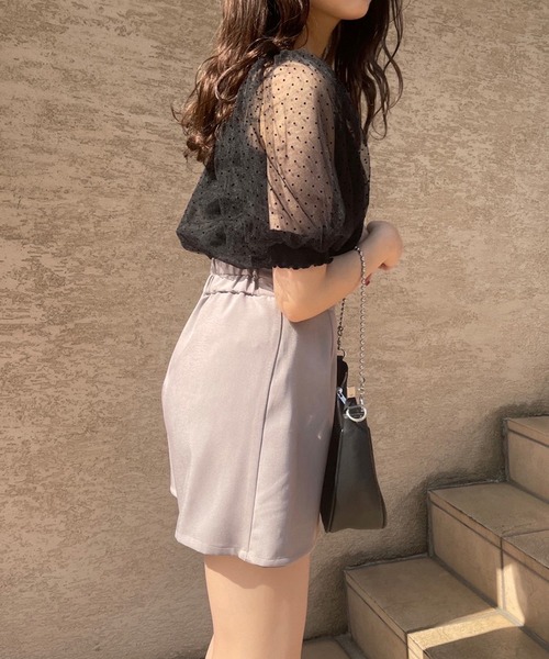 one after another NICE CLAUP（ワンアフターアナザーナイスクラップ）の「ドットチュールフェミニントップス（Tシャツ/カットソー・レディース・ホワイト系その他/ブラック系その他/ベージュ・FREE）」の15枚目の写真