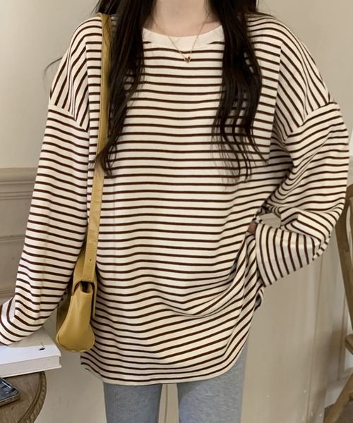 Girly Doll(ガーリードール)の「ボーダービッグプルオーバー(Tシャツ/カットソー・レディース・ホワイト/ブラック/ブラウン・FREE)」の16枚目の写真
