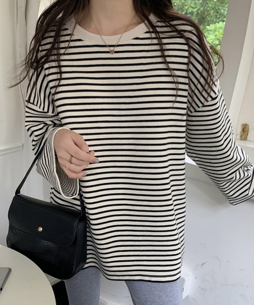 Girly Doll(ガーリードール)の「ボーダービッグプルオーバー(Tシャツ/カットソー・レディース・ホワイト/ブラック/ブラウン・FREE)」の17枚目の写真