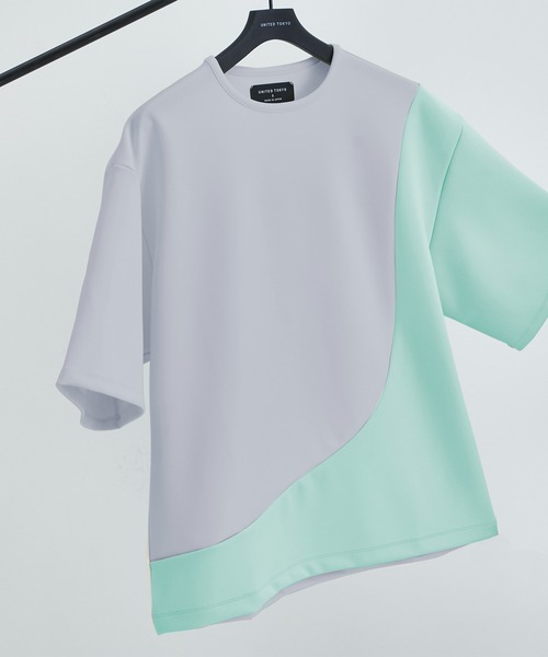 UNITED TOKYO(ユナイテッドトウキョウ)の「バイカラーラウンドTシャツ(Tシャツ/カットソー・メンズ・アイボリー/ブラック/グレー/ブルー・1/2)」の3枚目の写真