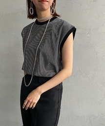 Healthknit（ヘルスニット）の「[HEALTHKNIT/ヘルスニット] ナローボーダー ノースリーブTシャツ（Tシャツ/カットソー）」