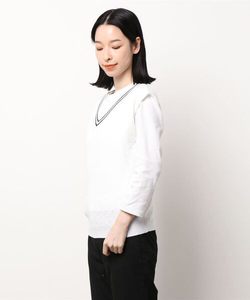 TINA：JOJUN（ティーナジョジュン）の「チルデンニット ベスト TINA：JOJUN（ベスト・レディース・ホワイト/ブラック・M）」の19枚目の写真