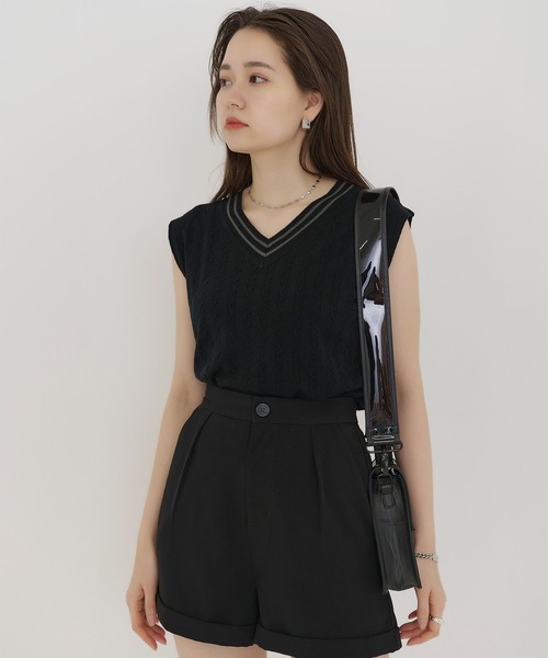 TINA：JOJUN（ティーナジョジュン）の「チルデンニット ベスト TINA：JOJUN（ベスト・レディース・ホワイト/ブラック・M）」の2枚目の写真