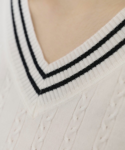 TINA：JOJUN（ティーナジョジュン）の「チルデンニット ベスト TINA：JOJUN（ベスト・レディース・ホワイト/ブラック・M）」の3枚目の写真