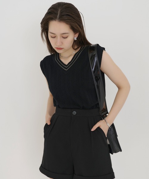 TINA：JOJUN（ティーナジョジュン）の「チルデンニット ベスト TINA：JOJUN（ベスト・レディース・ホワイト/ブラック・M）」の21枚目の写真