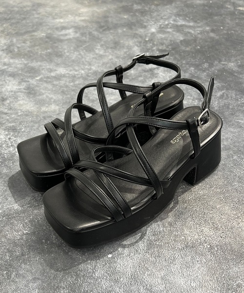 apres jour mignon（アプレジュールミニョン）の「厚底ナローサンダル【ZOZOTOWN限定アイテム】（サンダル・レディース・アイボリー/その他/ブラック・MEDIUM/SMALL/LARGE）」の5枚目の写真