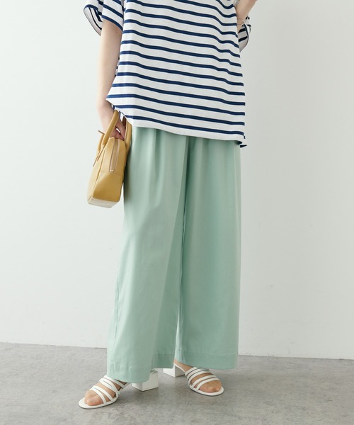 PUAL CE CIN（ピュアルセシン）の「JAPAN MADE麻混リラックスパンツ（その他パンツ・レディース・ベージュ/ネイビー/イエロー/グリーン・FREE）」の2枚目の写真