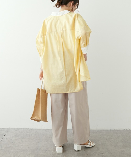 PUAL CE CIN（ピュアルセシン）の「JAPAN MADE麻混リラックスパンツ（その他パンツ・レディース・ベージュ/ネイビー/イエロー/グリーン・FREE）」の5枚目の写真